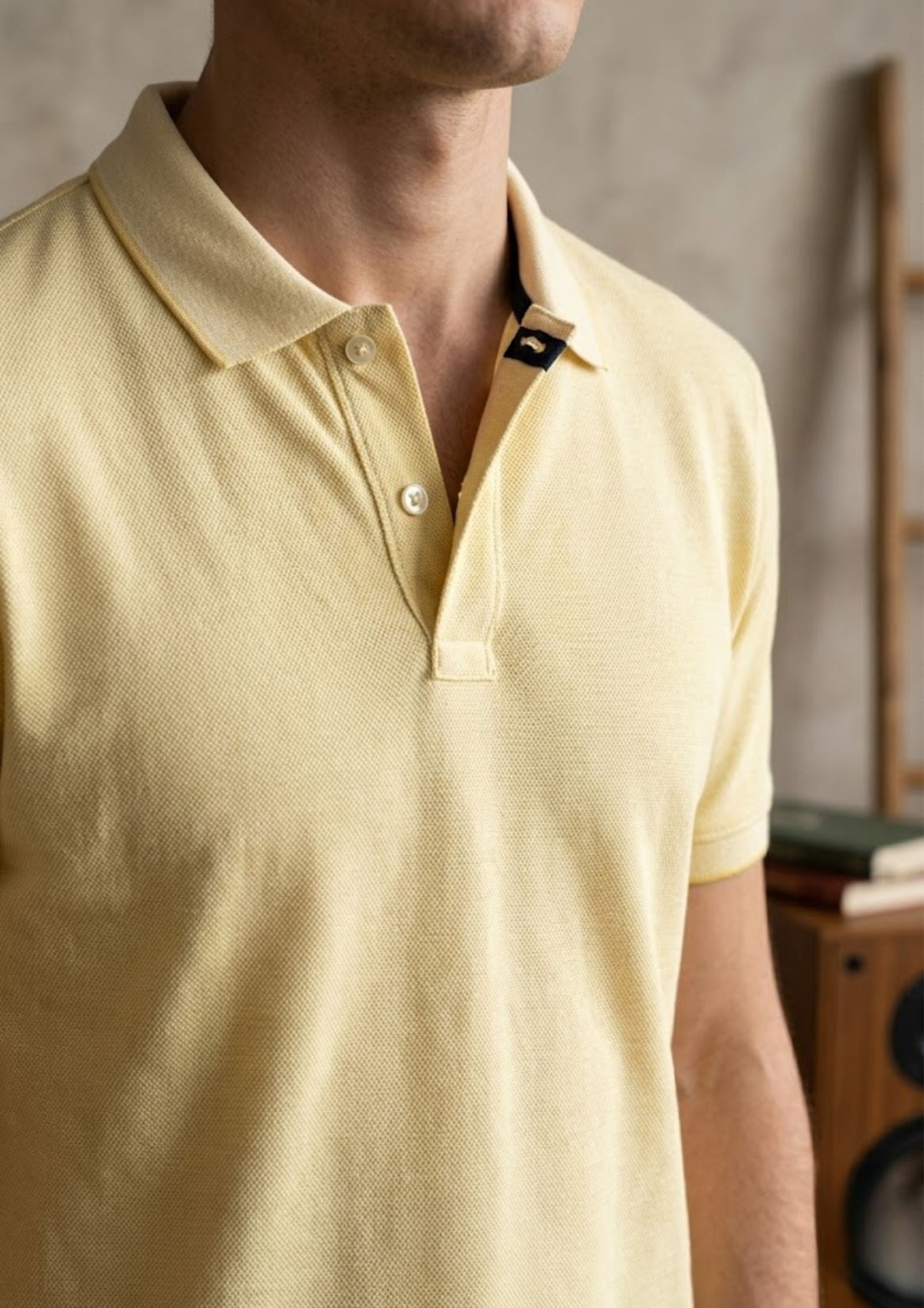 Butterfly Men’s Premium Knit Polo T-Shirt | Lightweight Breathable Cotton Blend | Summer Essential Polo | Pastel Yellow