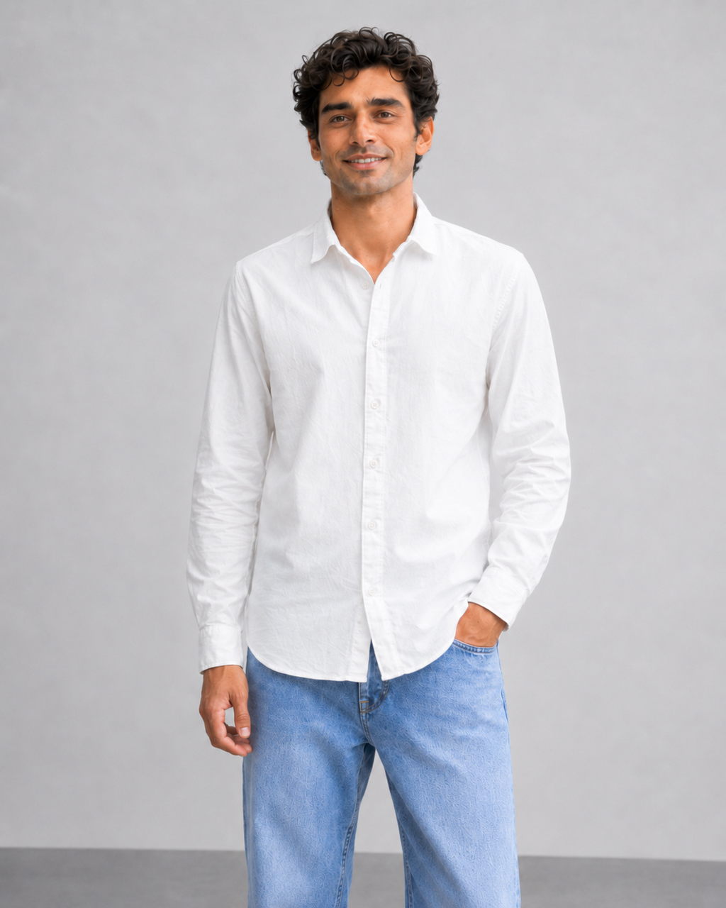 White Solid Cotton Shirt
