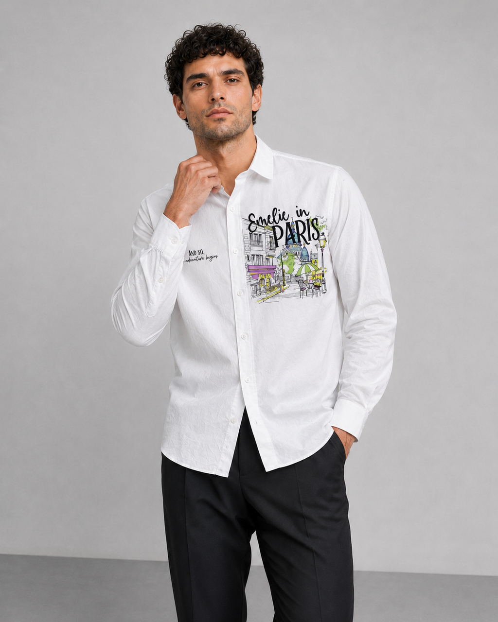 Paris Travel Print Cotton Shirt