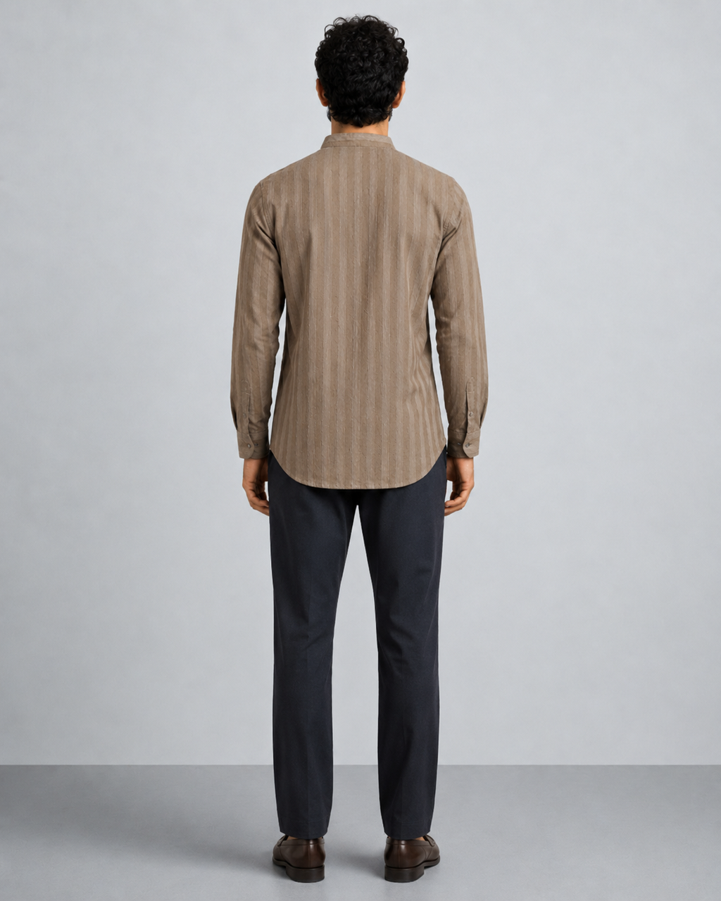 Taupe Textured Short Kurta