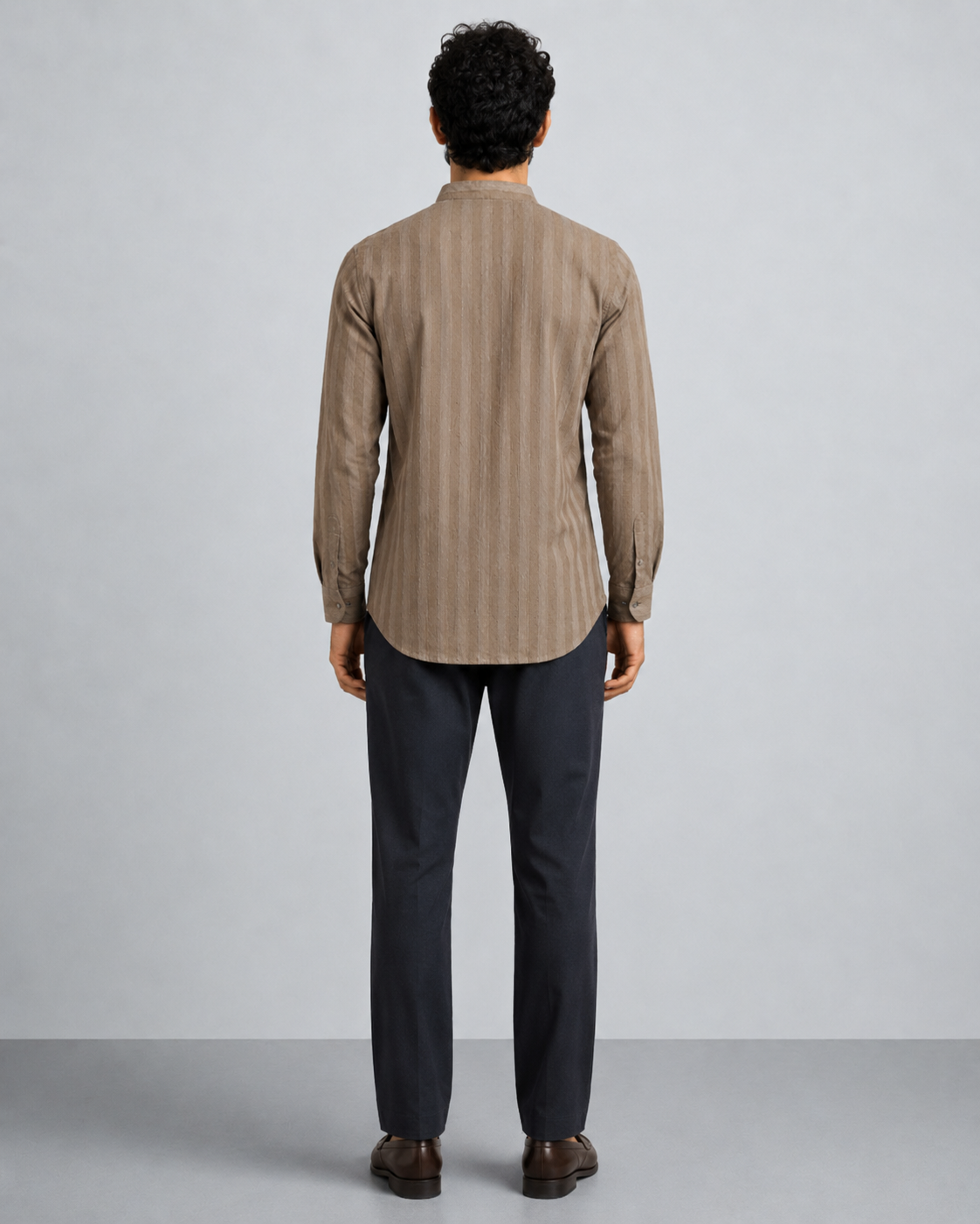 Taupe Textured Short Kurta