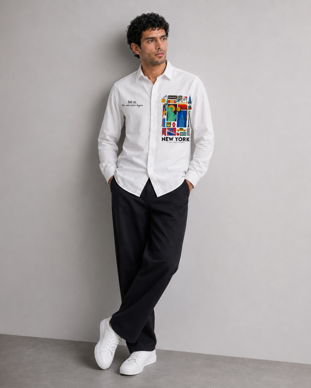 New York Travel Print Cotton Shirt