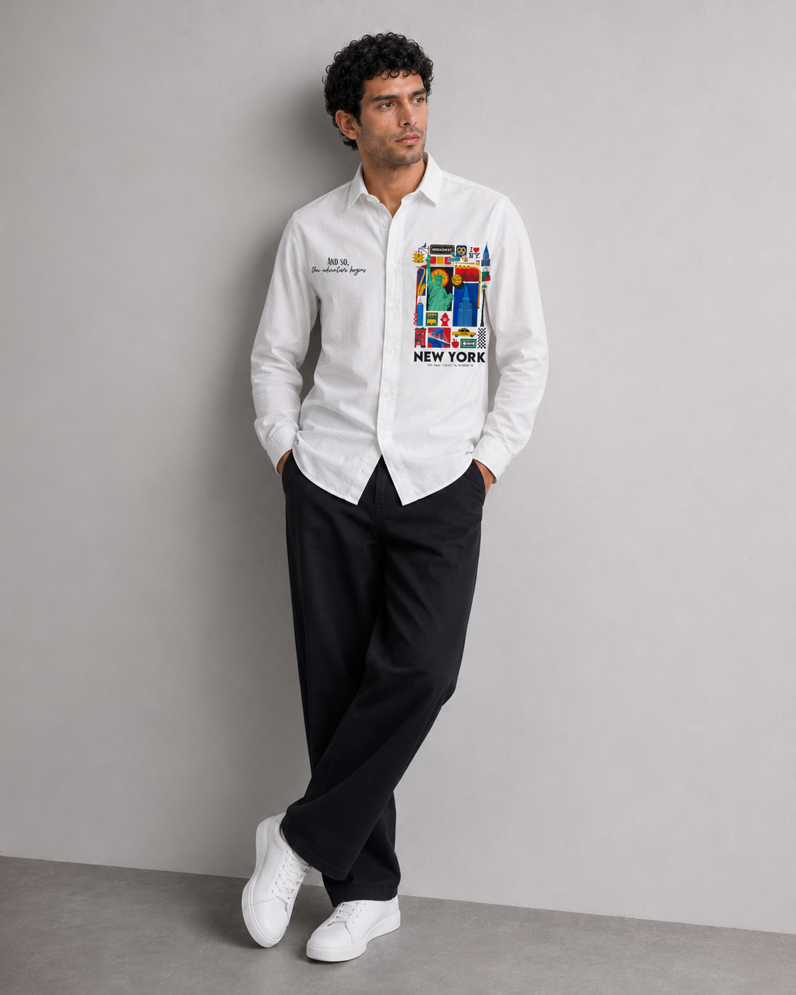 New York Travel Print Cotton Shirt