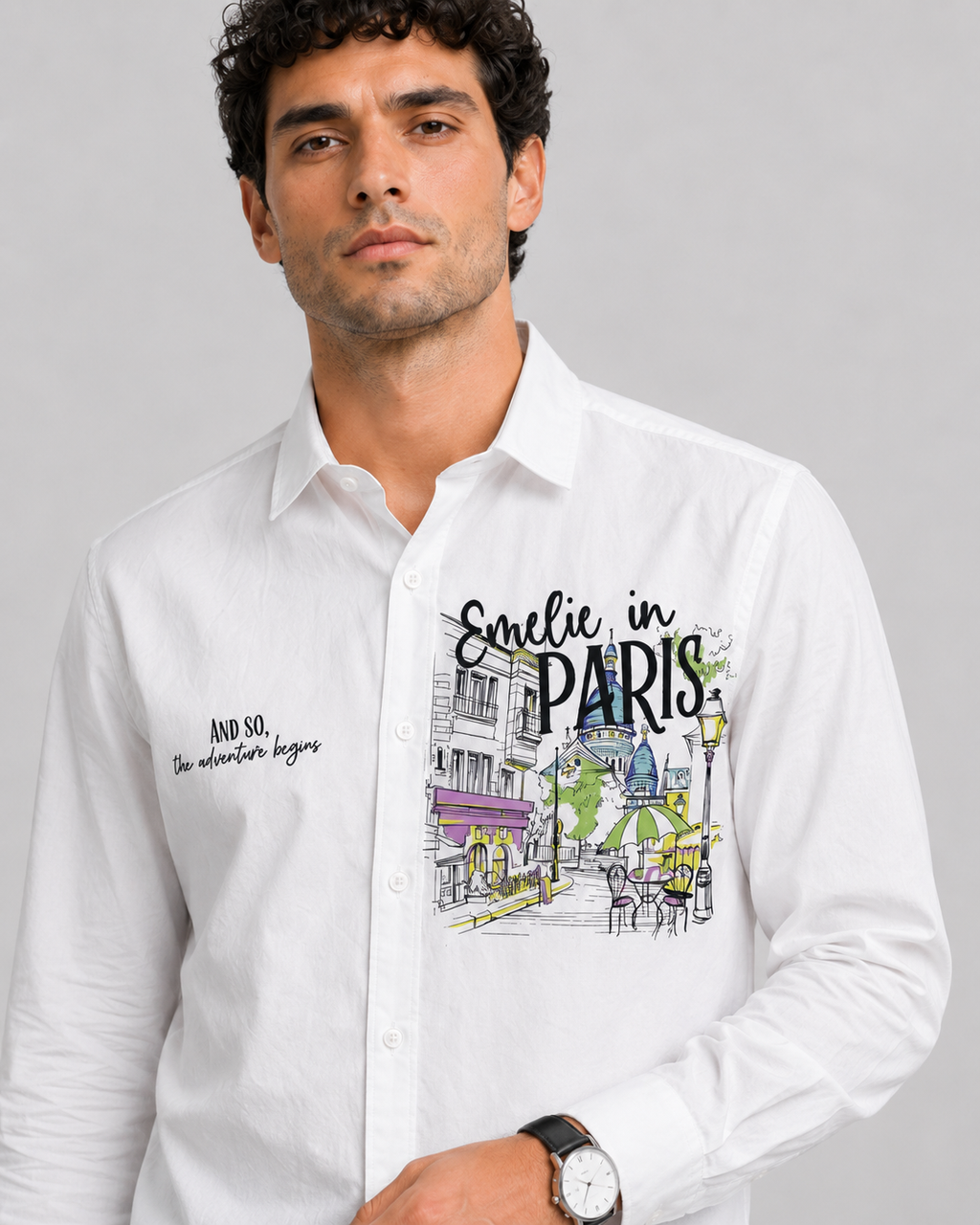 Paris Travel Print Cotton Shirt
