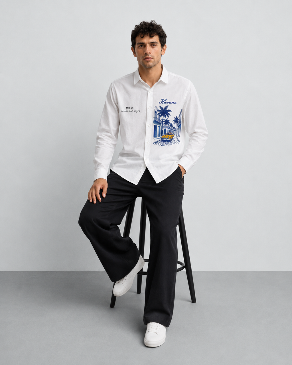 Havana Travel Print Cotton Shirt