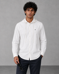 White Cotton Linen Hooded Shirt – Half Sleeve