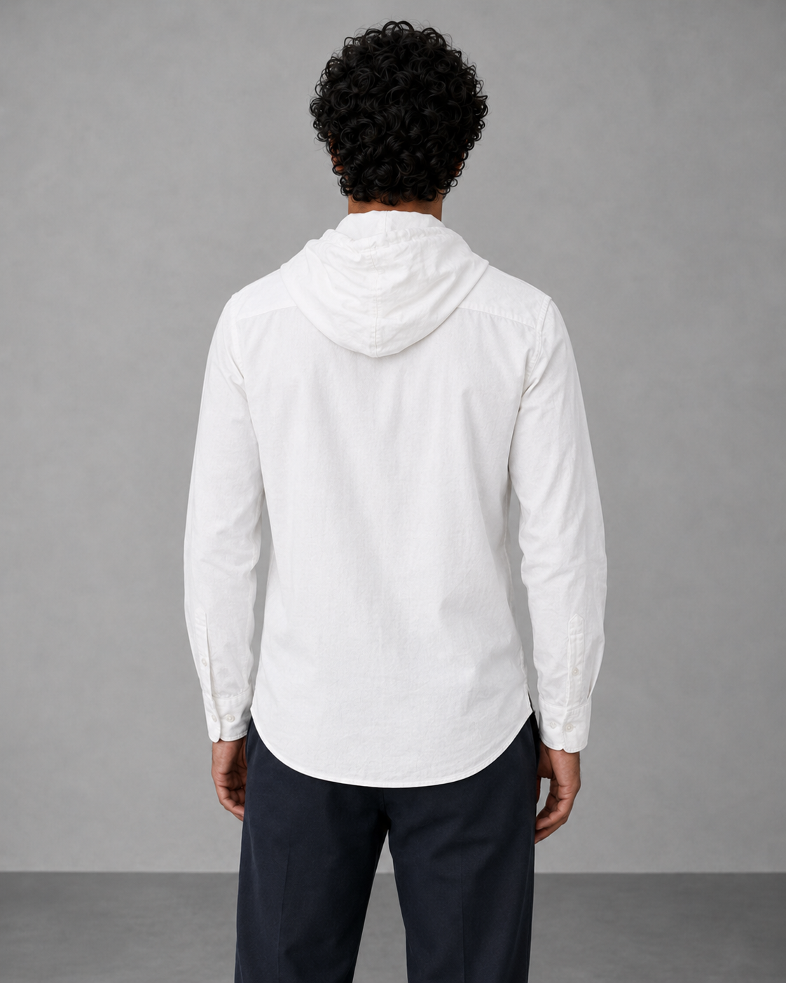 White Cotton Linen Hooded Shirt – Half Sleeve