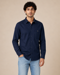 Navy Solid Cotton Shirt