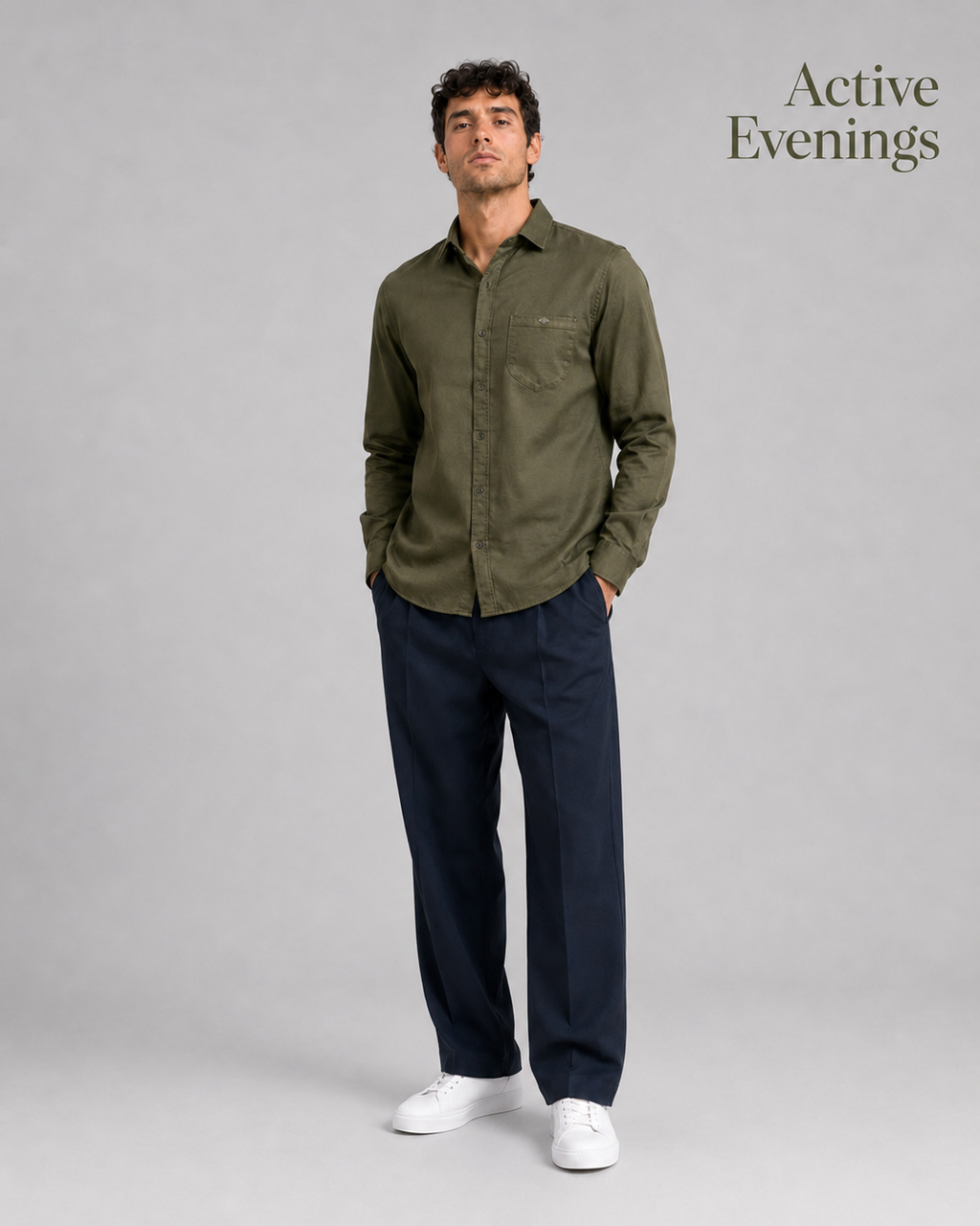 Olive Solid Cotton Shirt