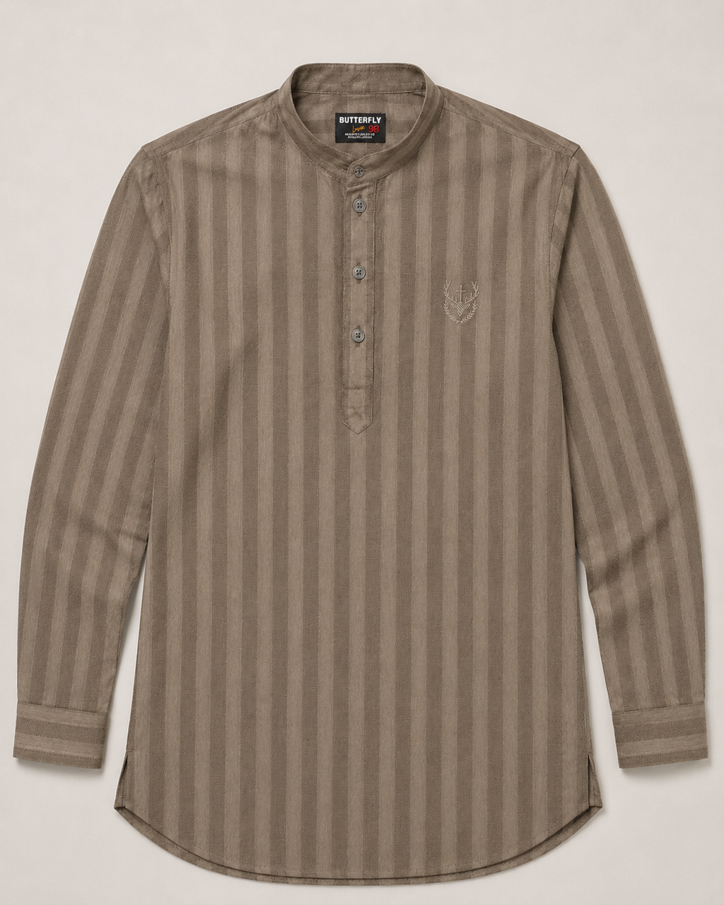 Taupe Textured Short Kurta