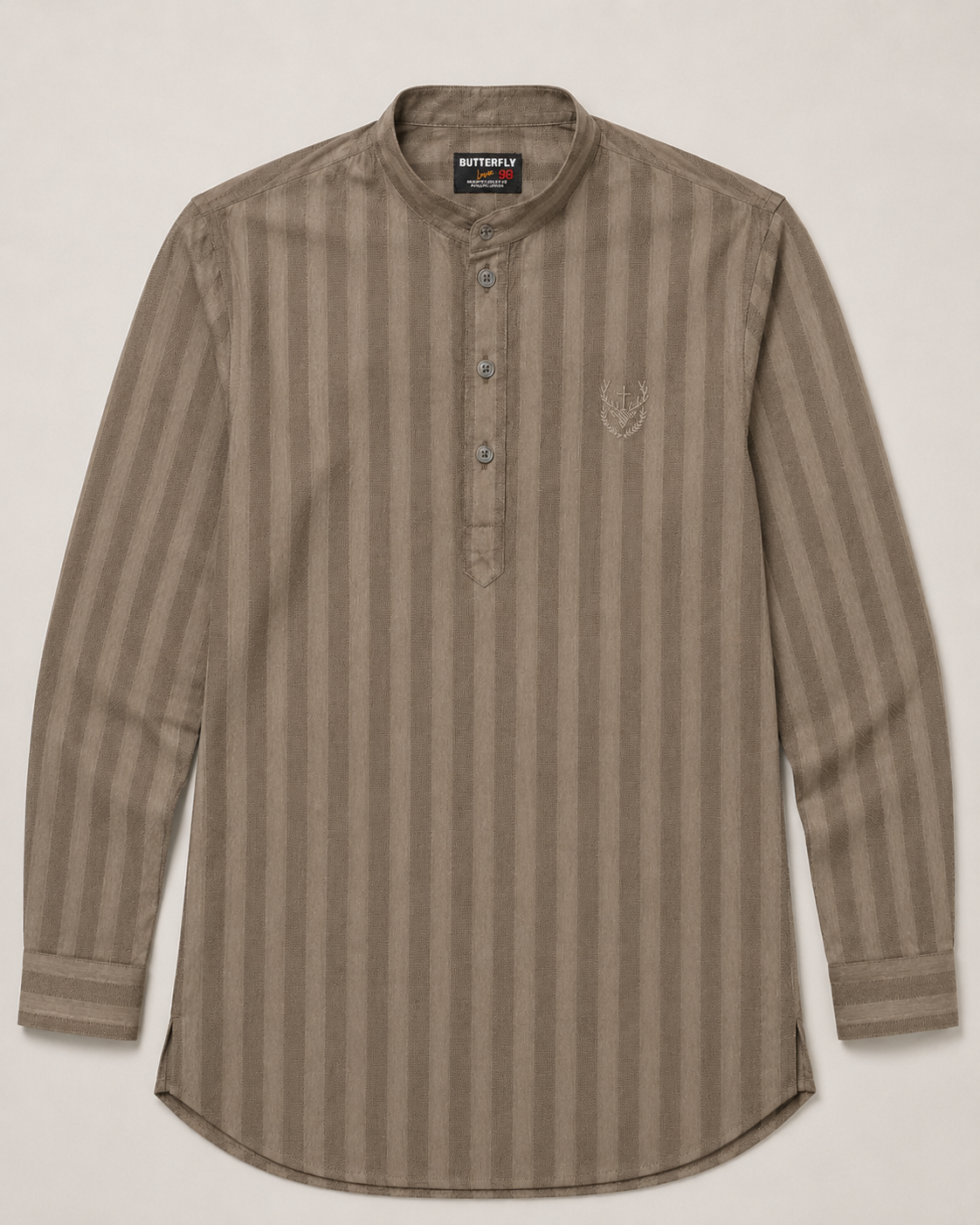 Taupe Textured Short Kurta