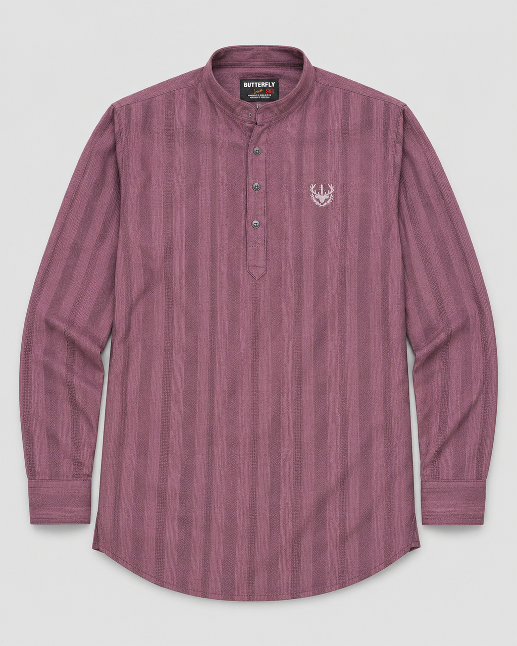 Plum Textured Short Kurta