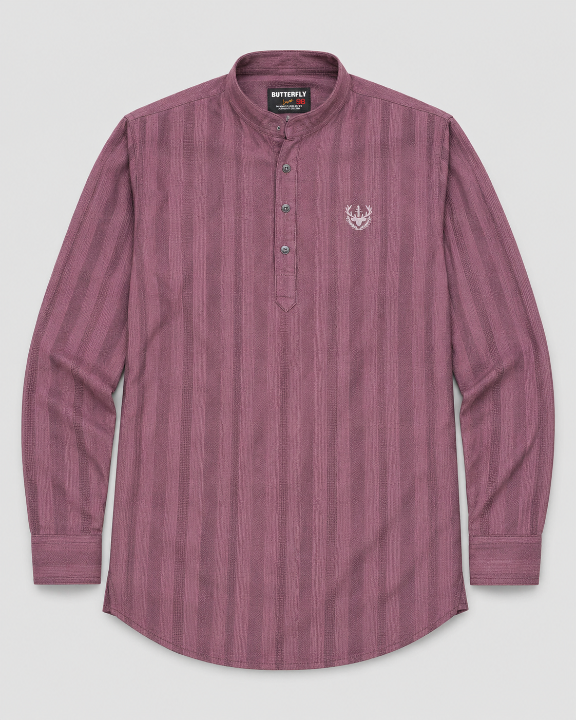 Plum Textured Short Kurta