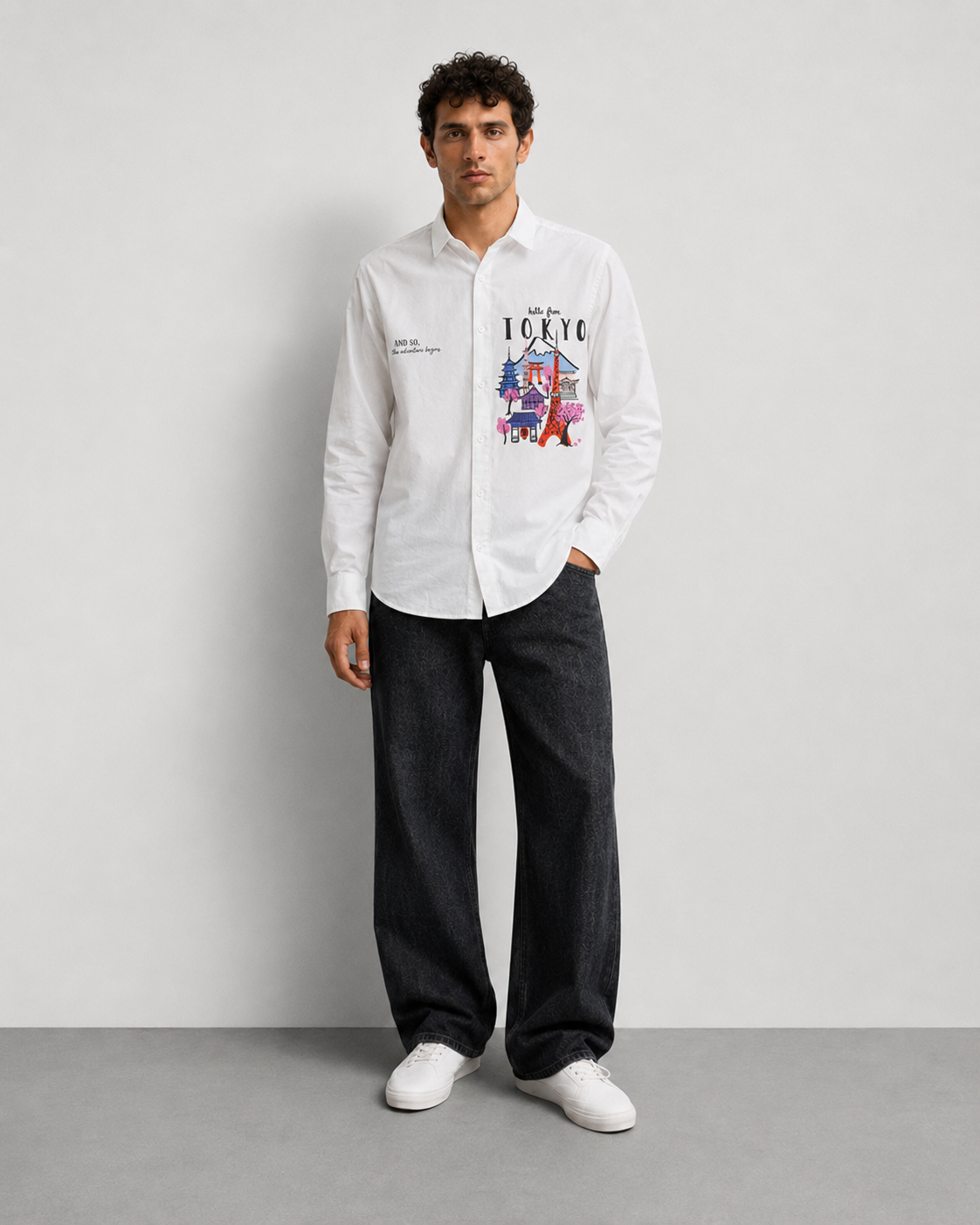Tokyo Travel Print Cotton Shirt