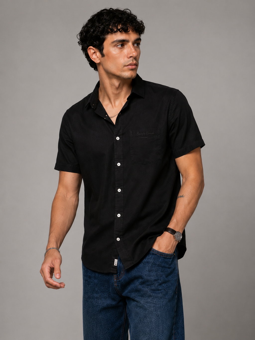 Pure Linen Shirt – Classic Black
