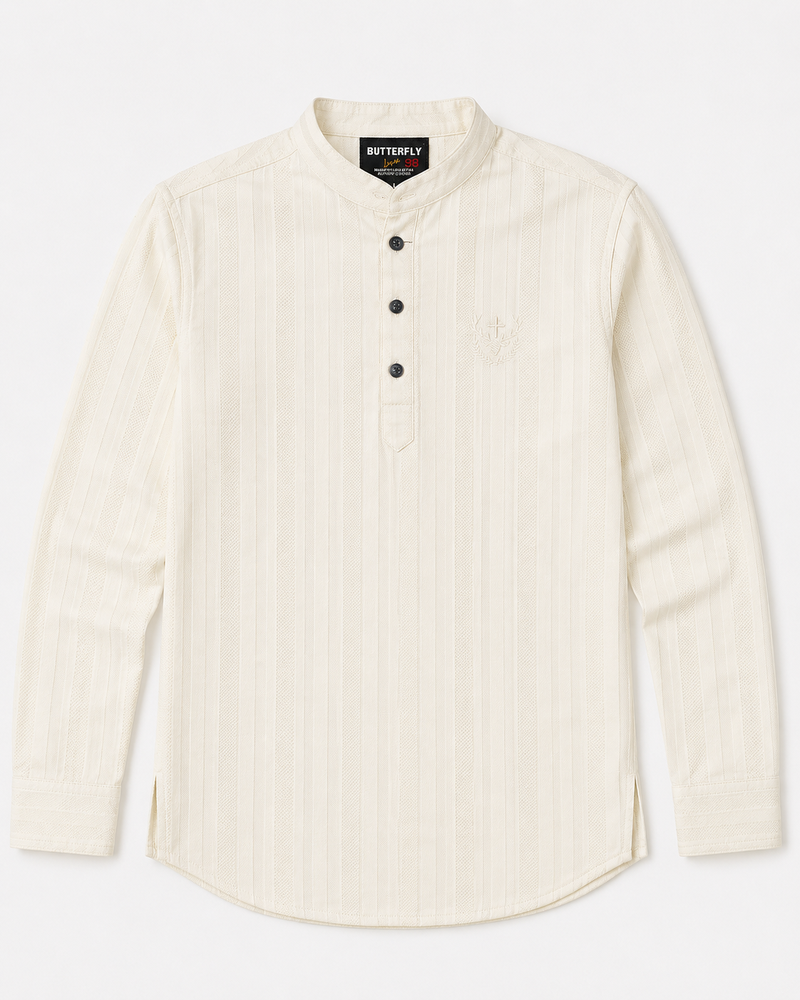 Ivory Textured Short Kurta