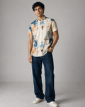 Abstract Blue Cotton Shirt
