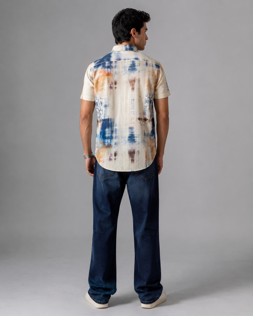 Abstract Blue Cotton Shirt