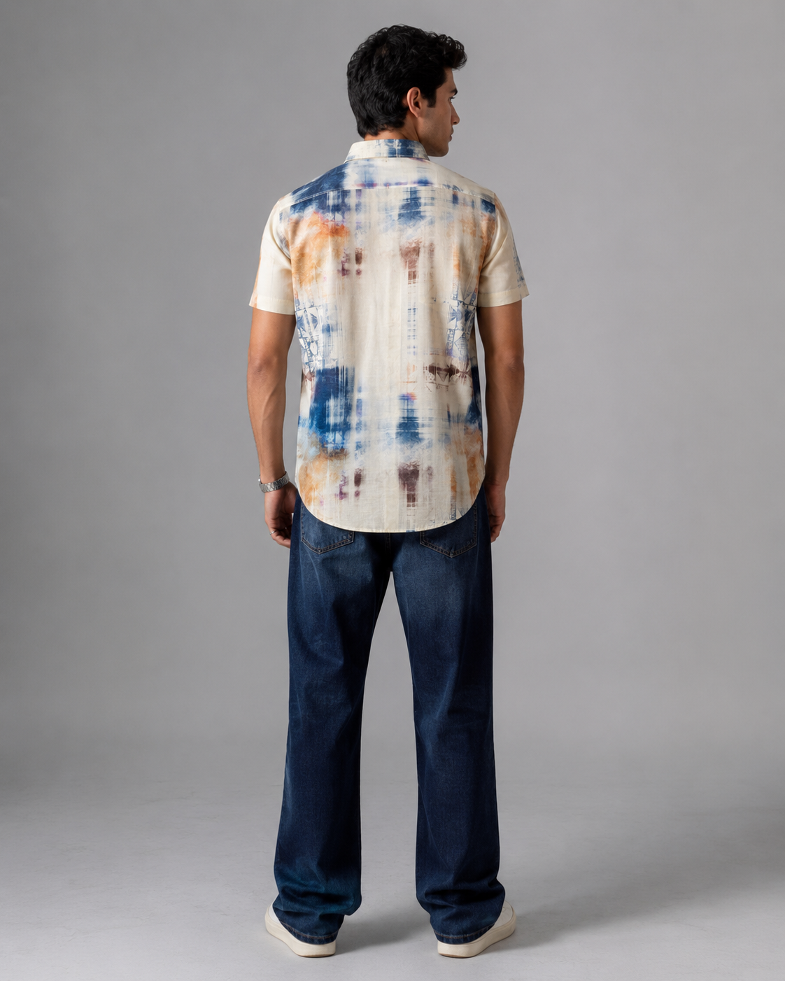 Abstract Blue Cotton Shirt