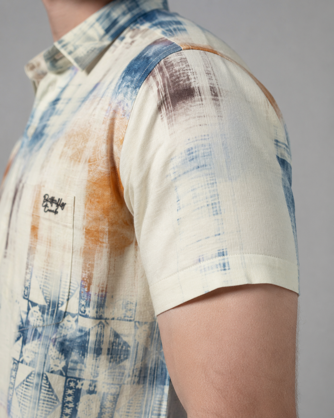 Abstract Blue Cotton Shirt
