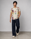 Abstract Maroon Cotton Shirt