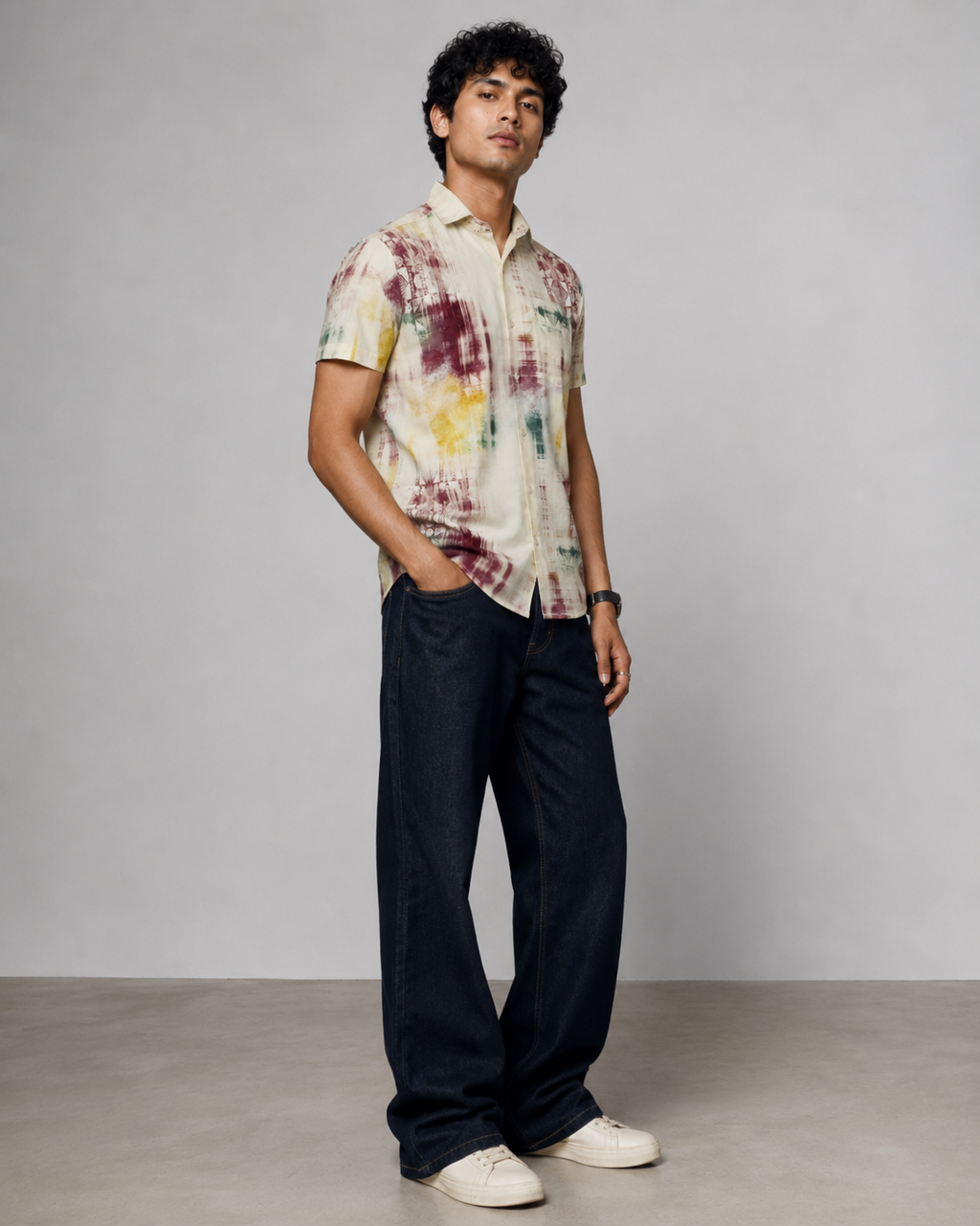 Abstract Maroon Cotton Shirt