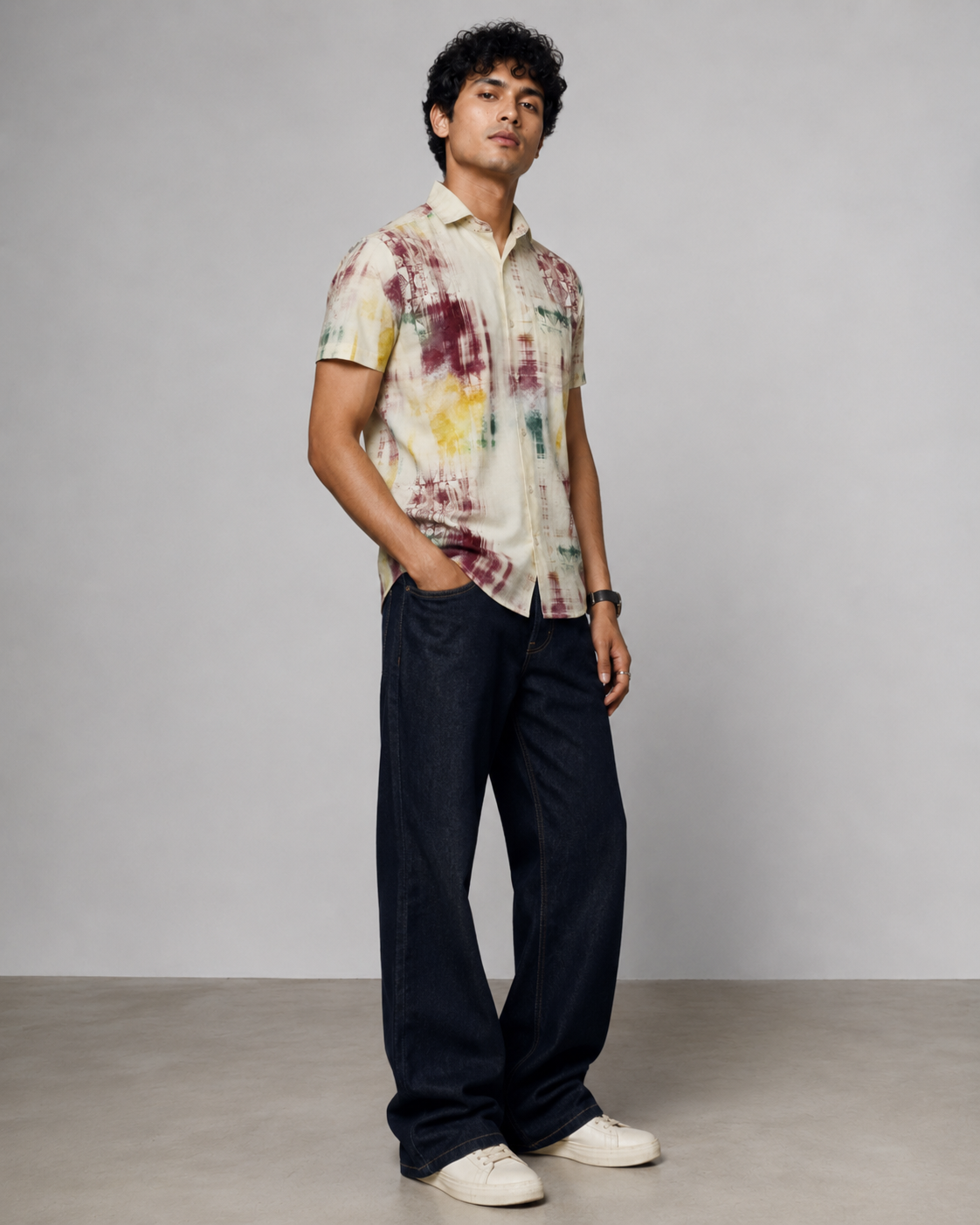Abstract Maroon Cotton Shirt