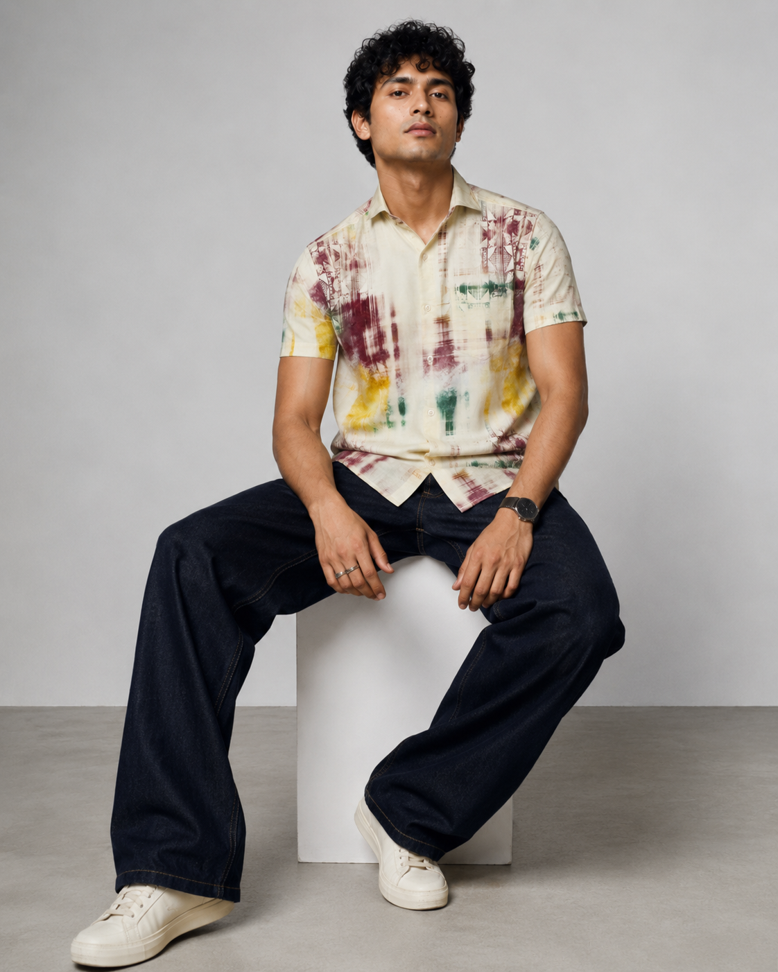 Abstract Maroon Cotton Shirt