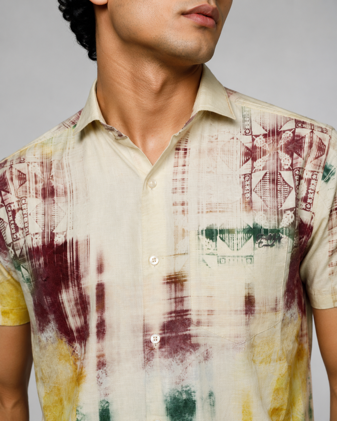 Abstract Maroon Cotton Shirt