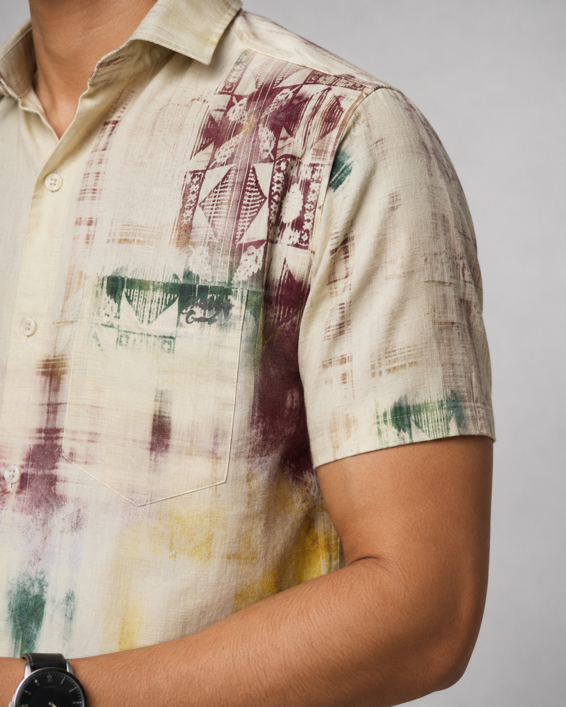 Abstract Maroon Cotton Shirt