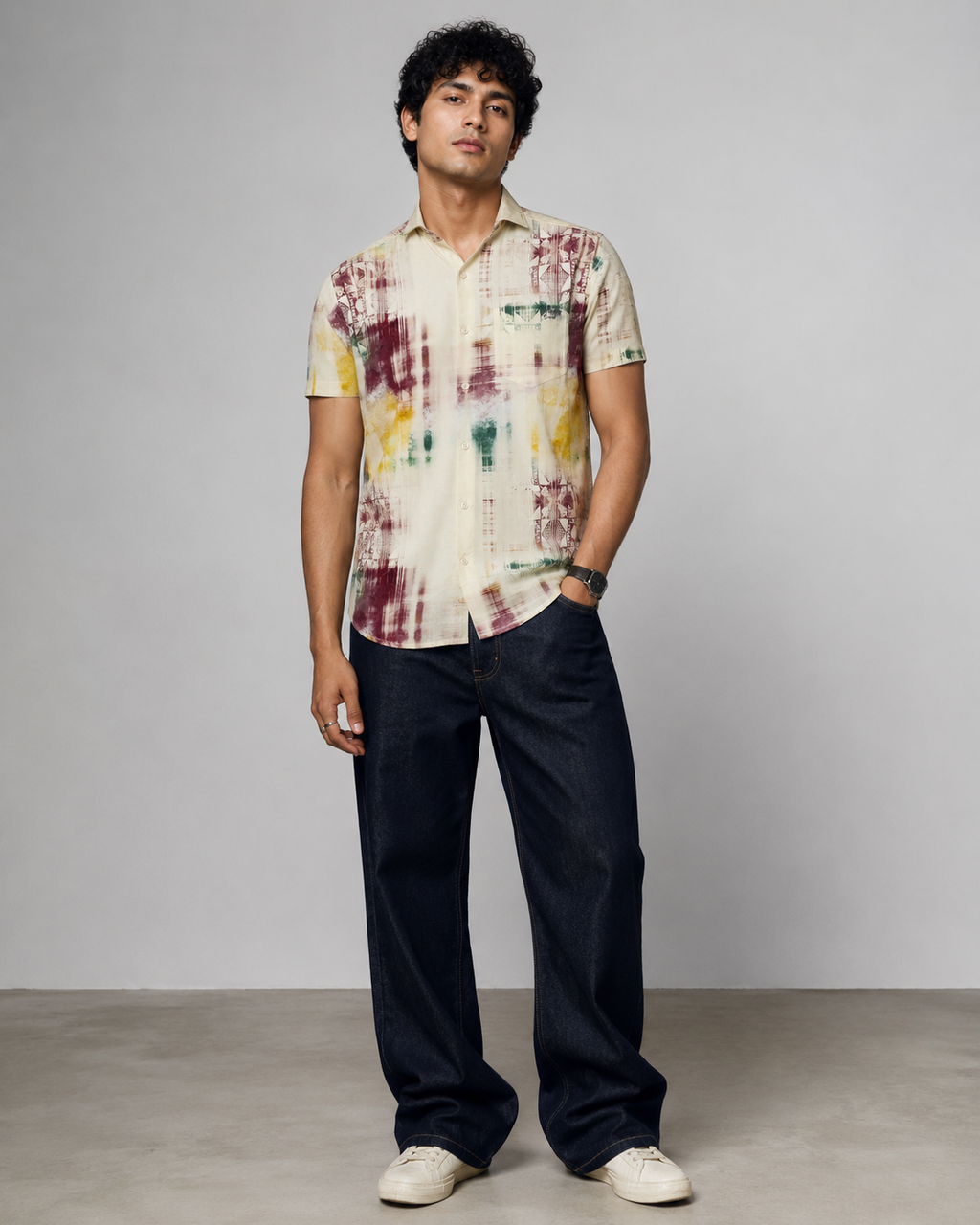 Abstract Maroon Cotton Shirt