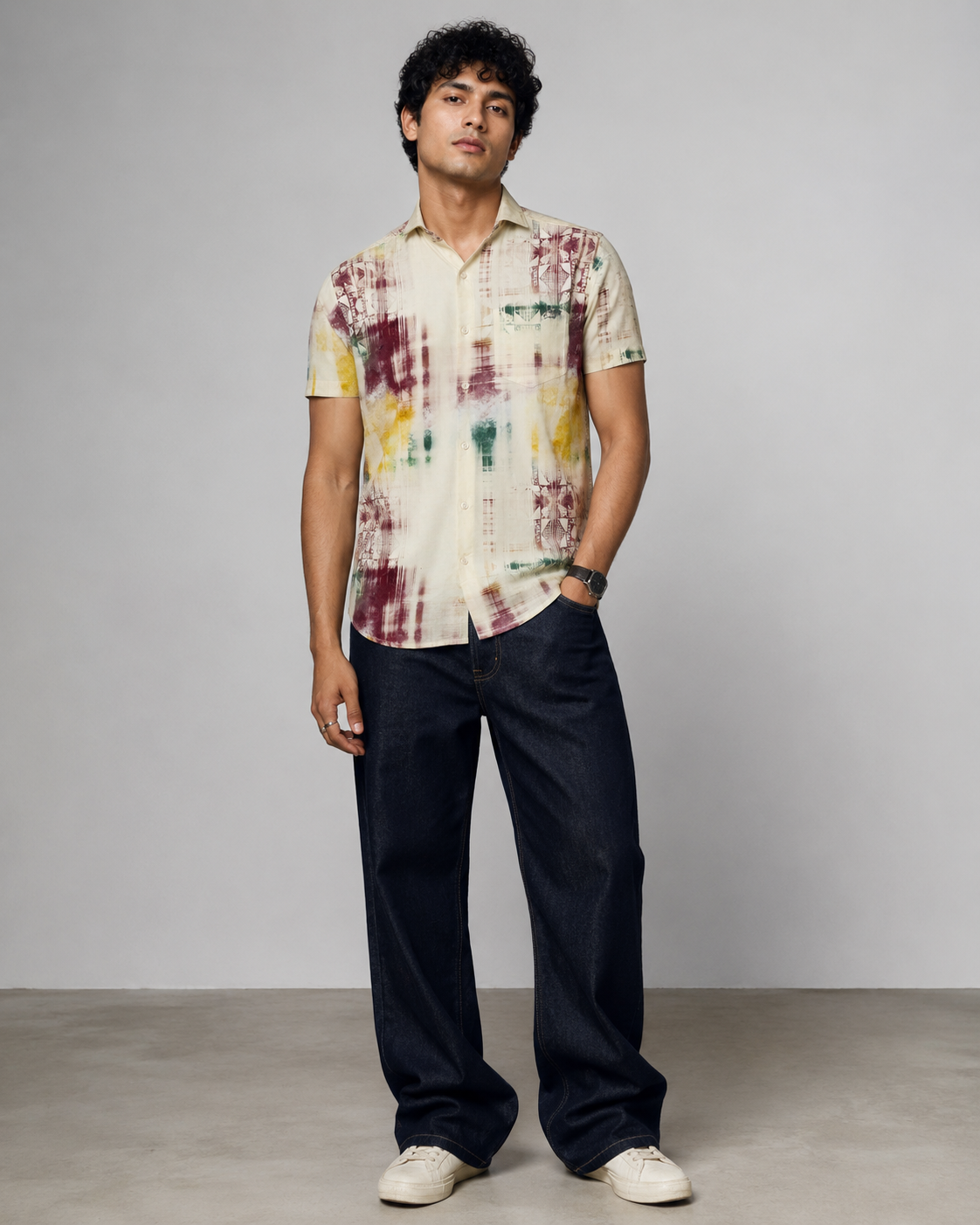 Abstract Maroon Cotton Shirt