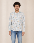 Aqua Floral Linen Shirt