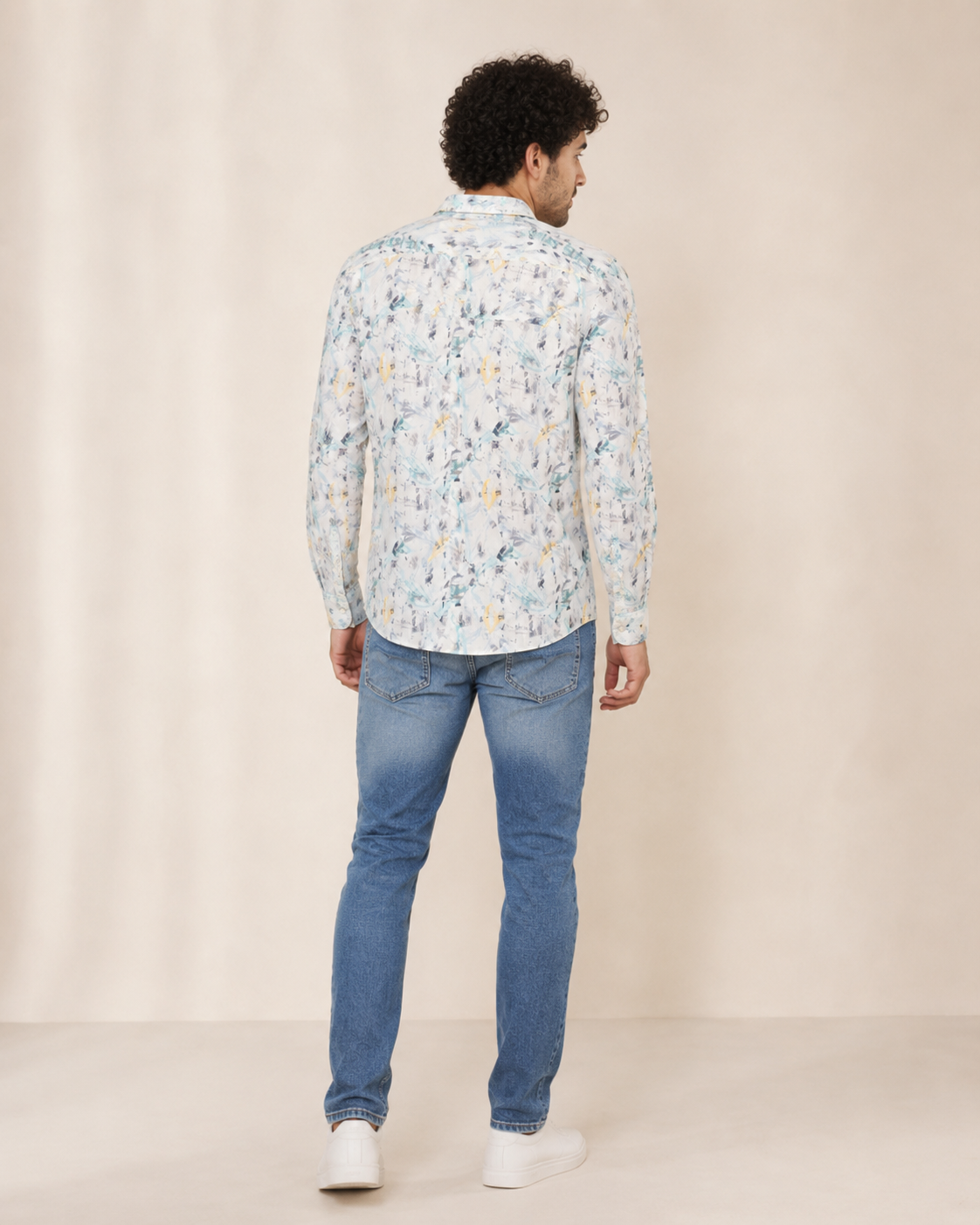 Aqua Floral Linen Shirt