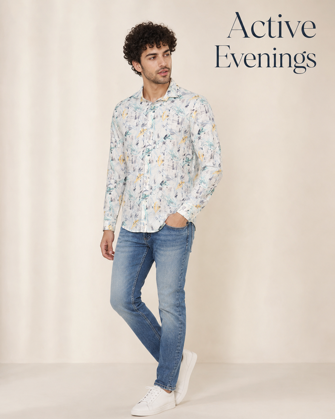 Aqua Floral Linen Shirt