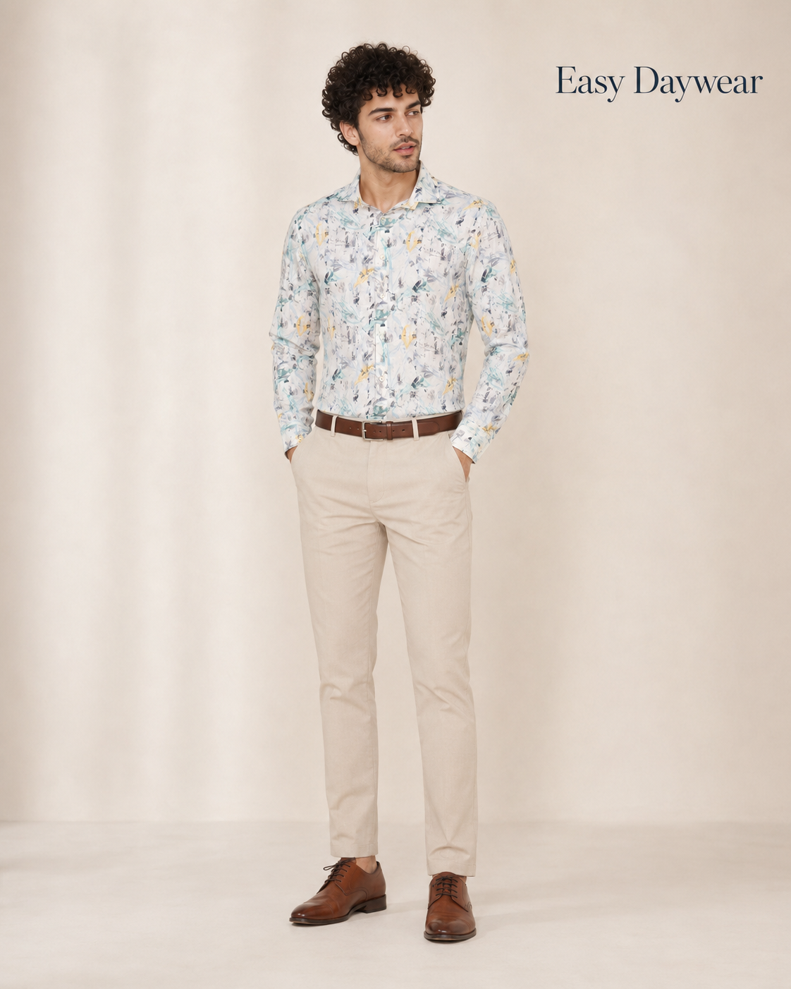 Aqua Floral Linen Shirt