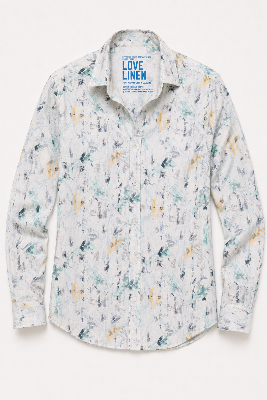 Aqua Floral Linen Shirt