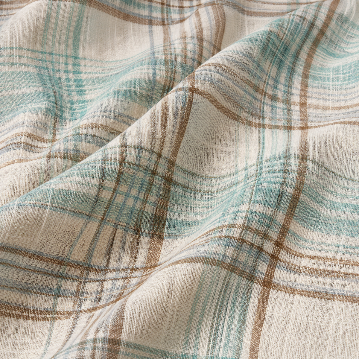Aqua Sand Check Cotton Shirt