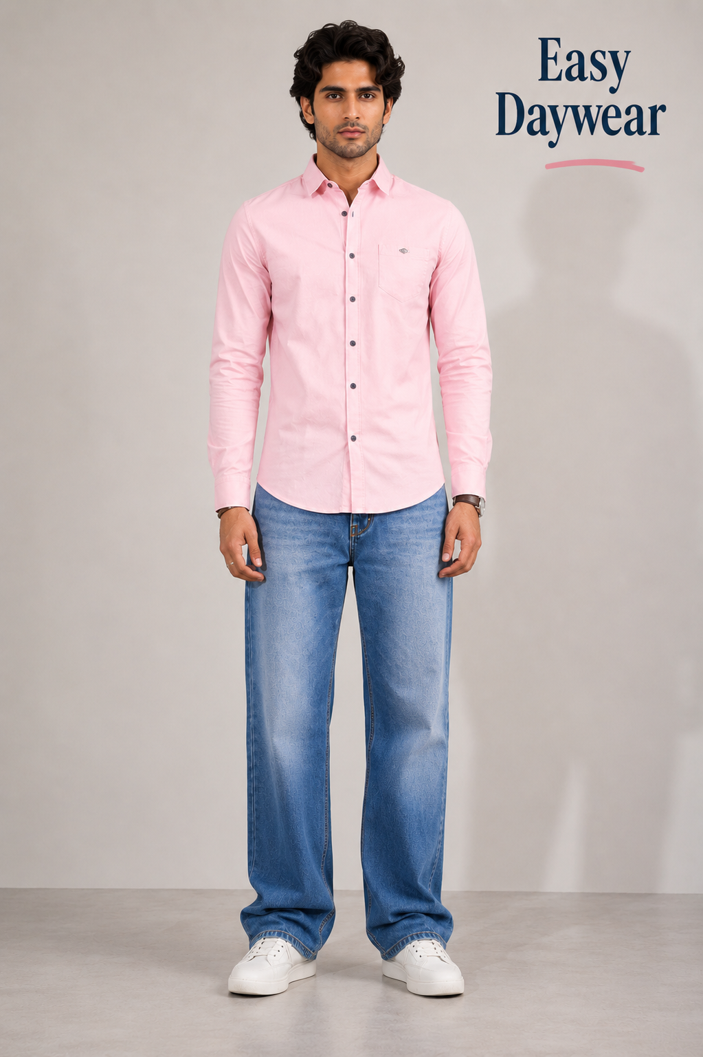 Baby Pink Solid Cotton Shirt