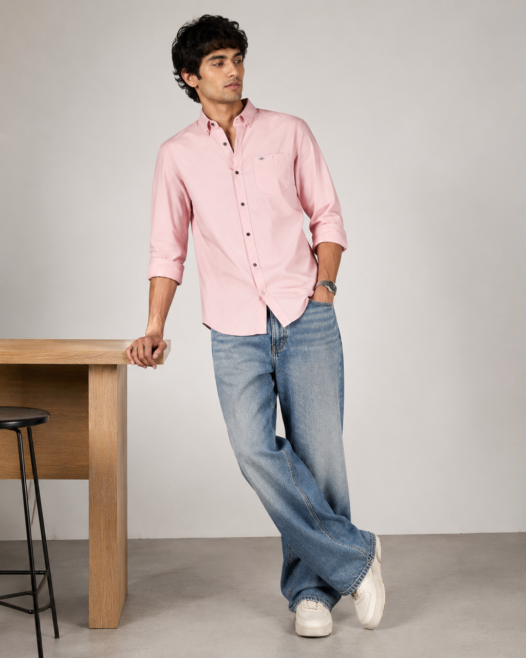 Baby Pink Solid Cotton Shirt