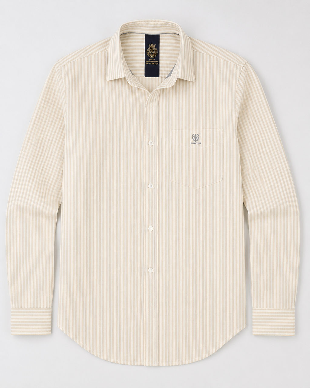 Beige Pinstripe Cotton Shirt