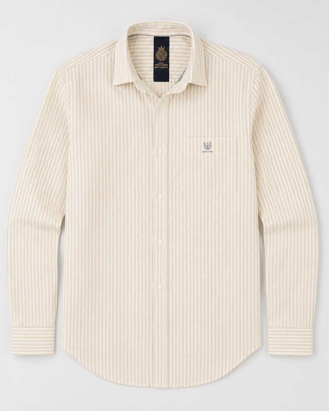 Beige Pinstripe Cotton Shirt