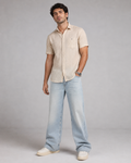Beige Stripe Cotton Shirt