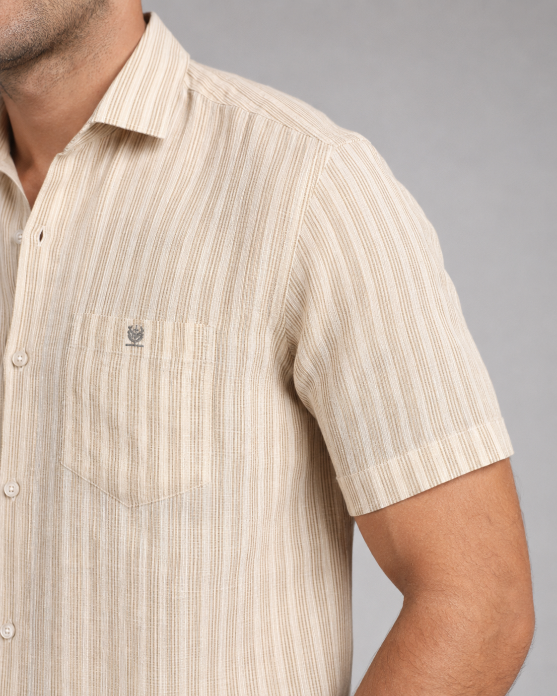 Beige Stripe Cotton Shirt