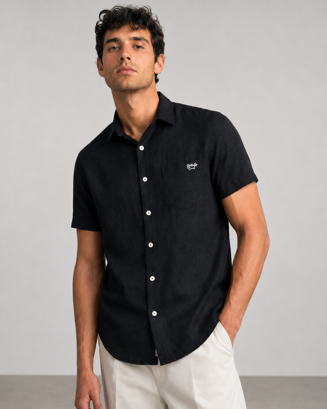 Black Texture Cotton Shirt