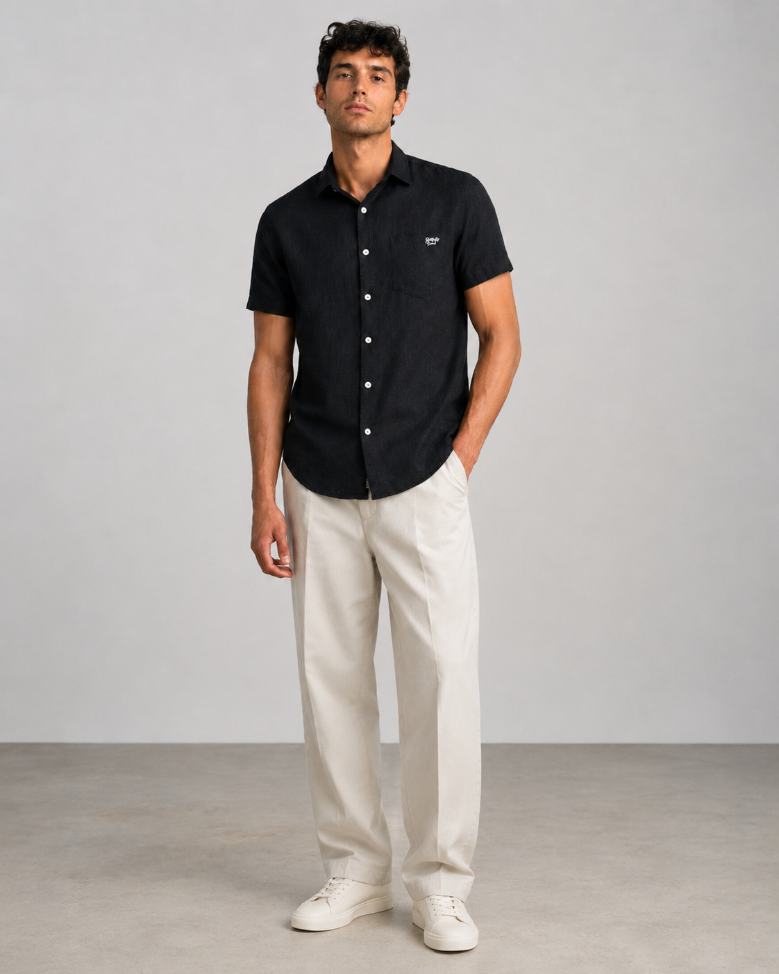Black Texture Cotton Shirt