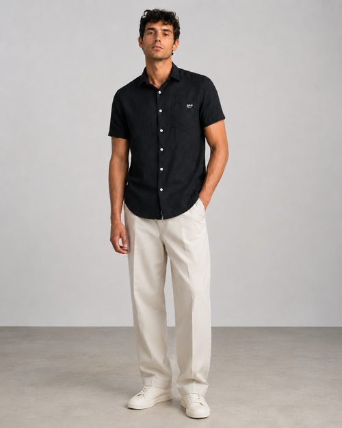 Black Texture Cotton Shirt