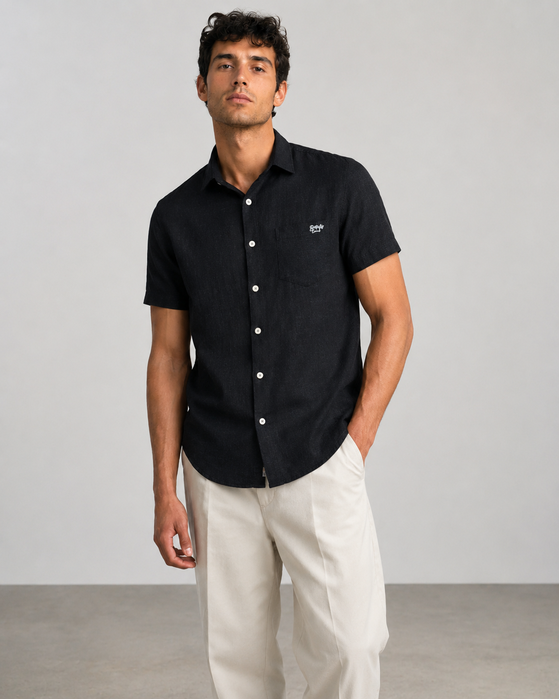 Black Texture Cotton Shirt