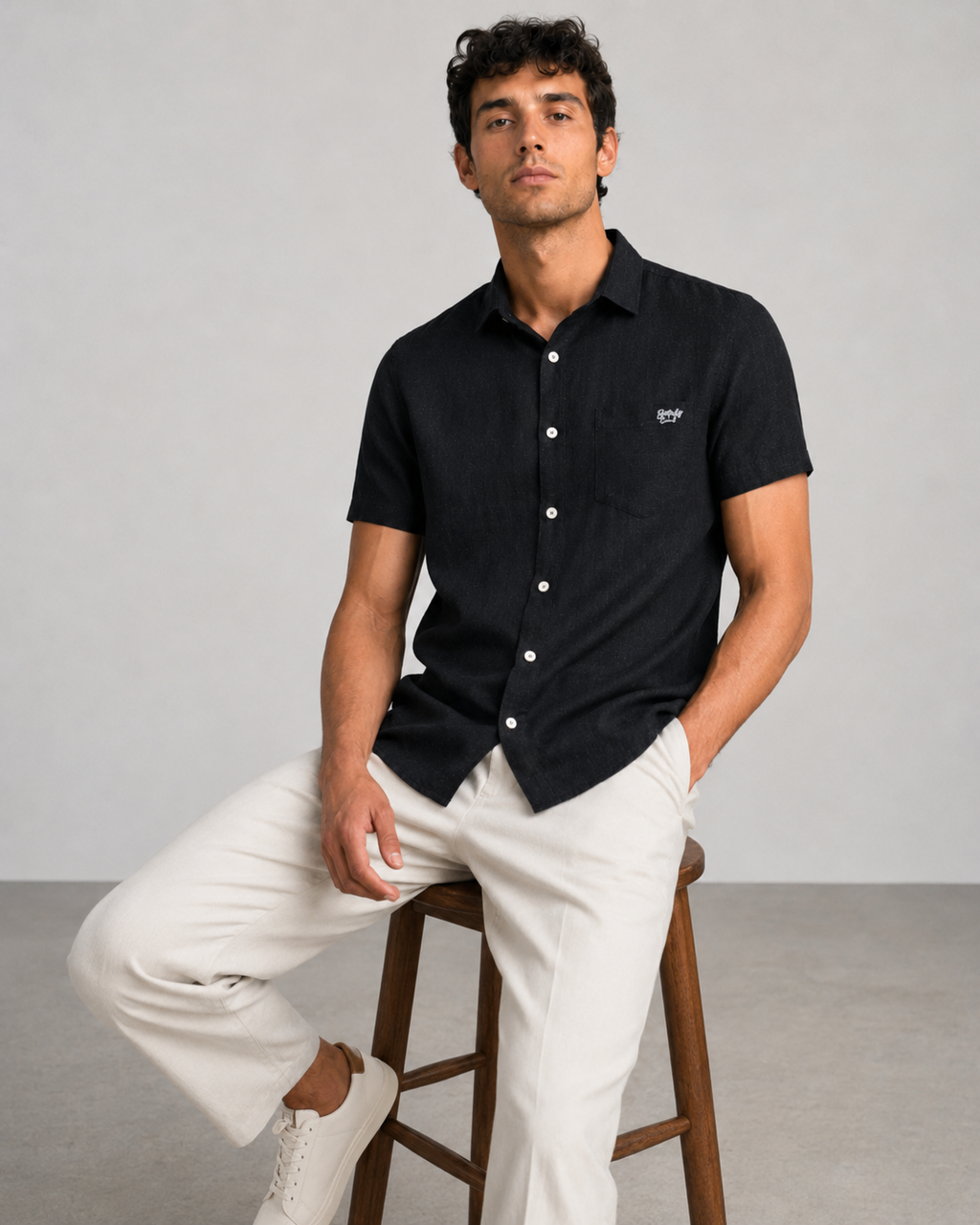 Black Texture Cotton Shirt