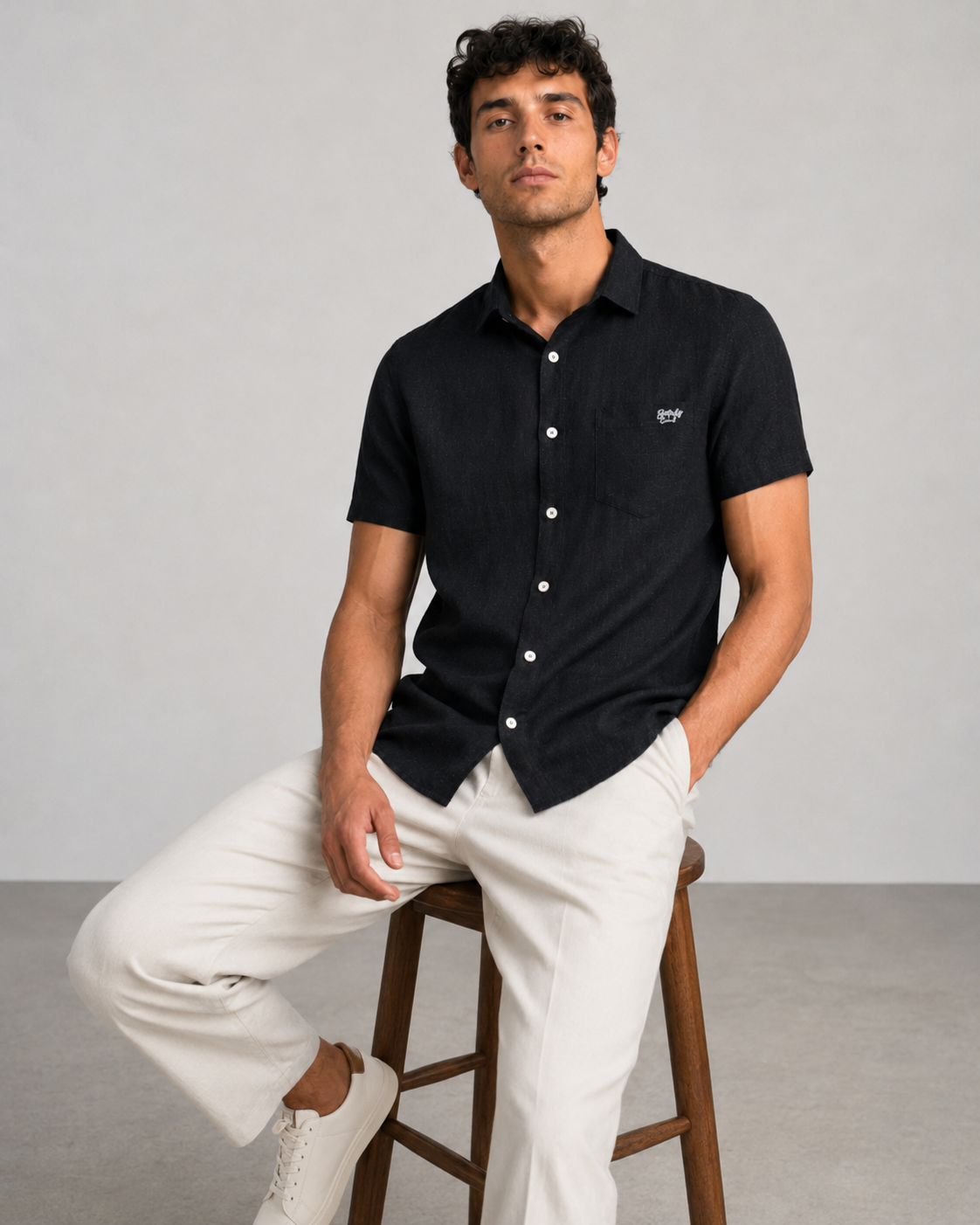 Black Texture Cotton Shirt